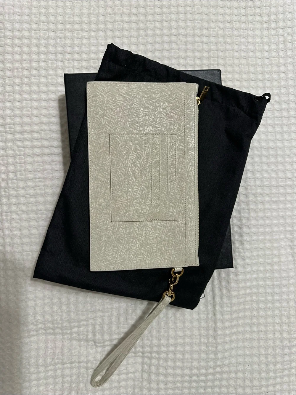 YSL Monogram Large Bill Pouch in Grained Leather